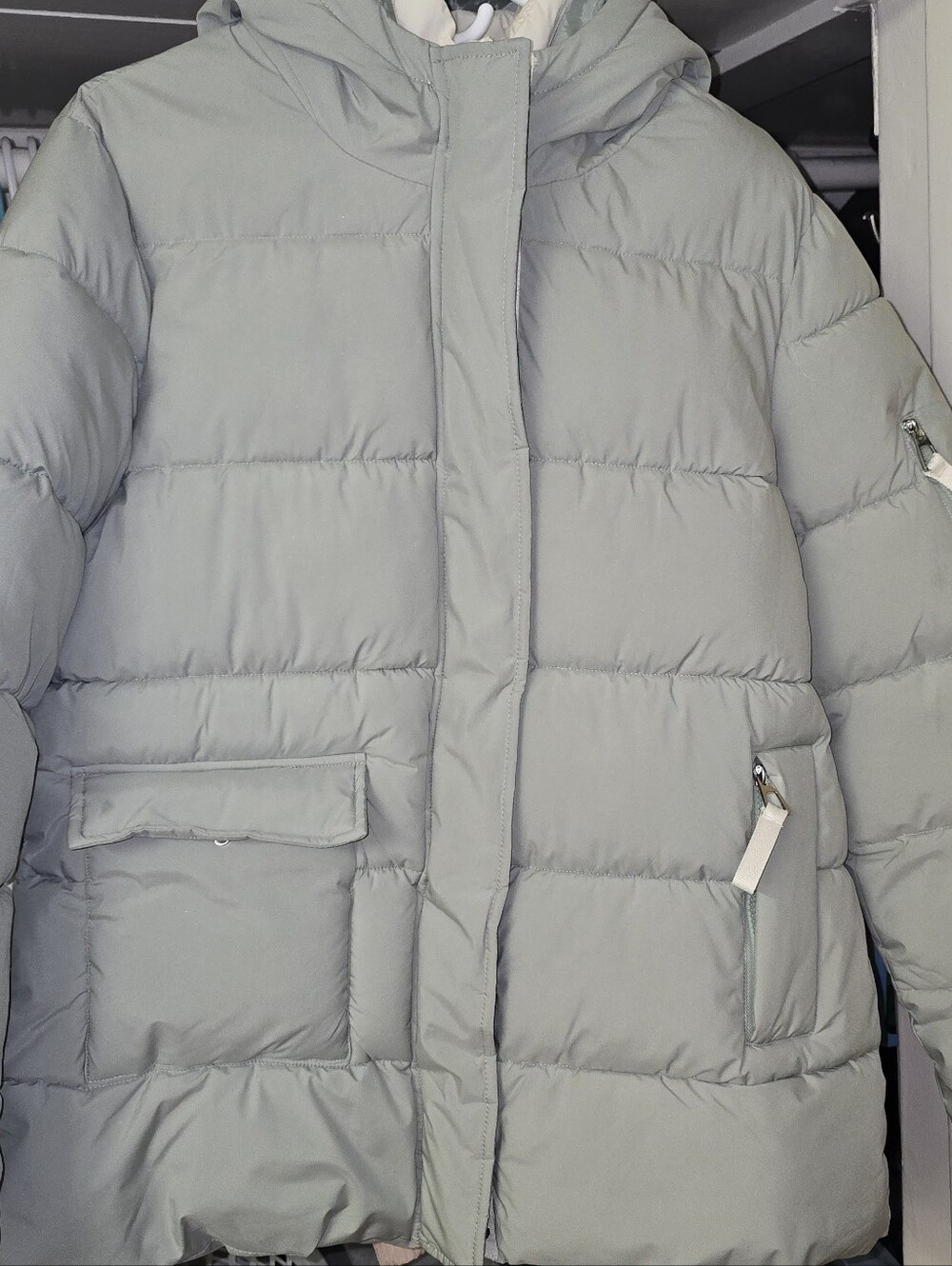 Maralyn & Me Hooded Puffer Jacket in Sage